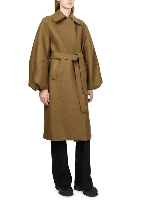 Puff-sleeved coat in pressed wool thumbnail 2