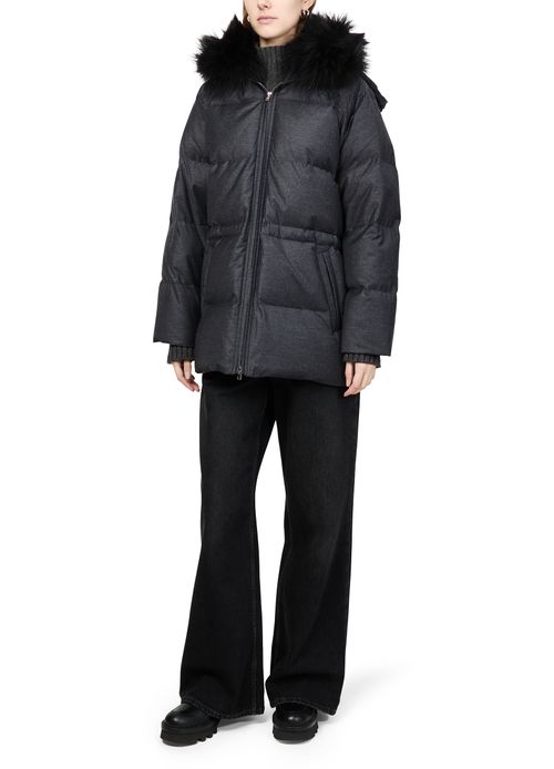 Puffer jacket with a fox fur coll thumbnail 2