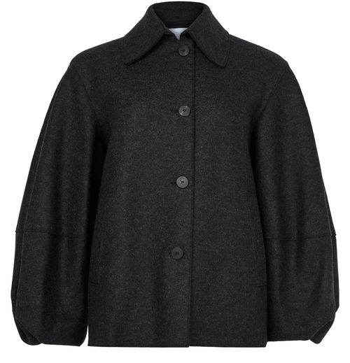 Puff-sleeved jacket in pressed wool