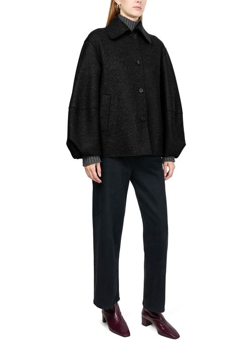 Puff-sleeved jacket in pressed wool thumbnail 2