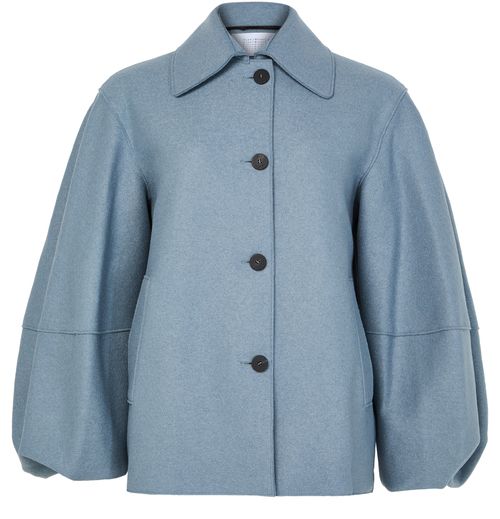 Puff-sleeved jacket in pressed wool thumbnail 3